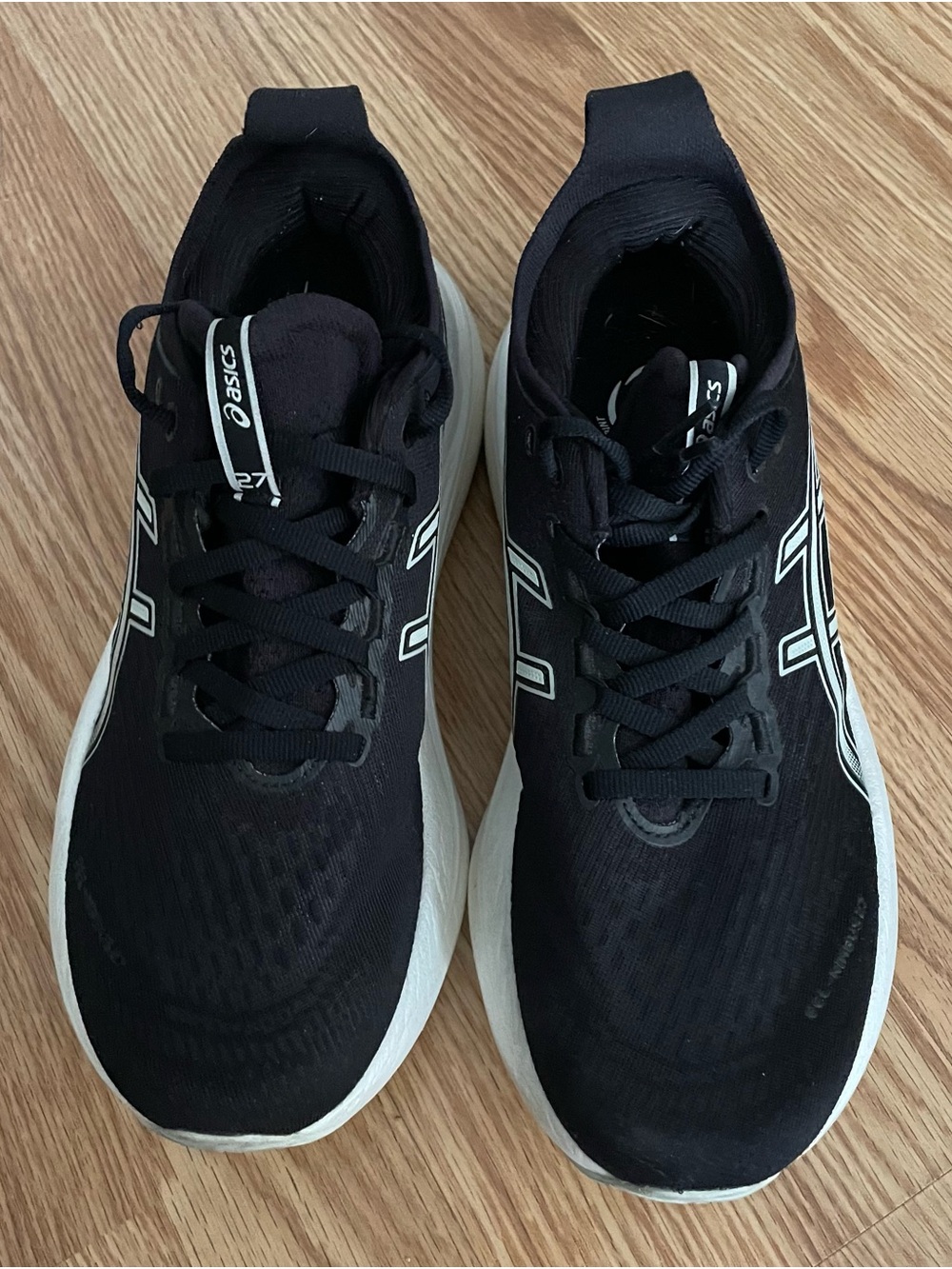 Asics Black and White Women's Athletic Running Shoes nimbus 27